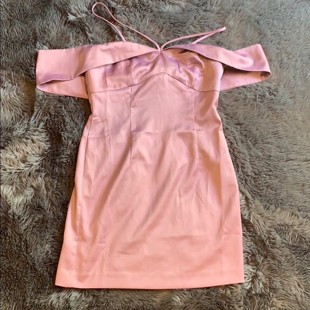 Purple Satin Off the Shoulder formal dress